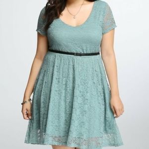 Lace v-neck skater dress
